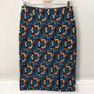 Anthropologie Maeve Geometric Pencil Skirt Maximalist Op Art Multicolor Medium